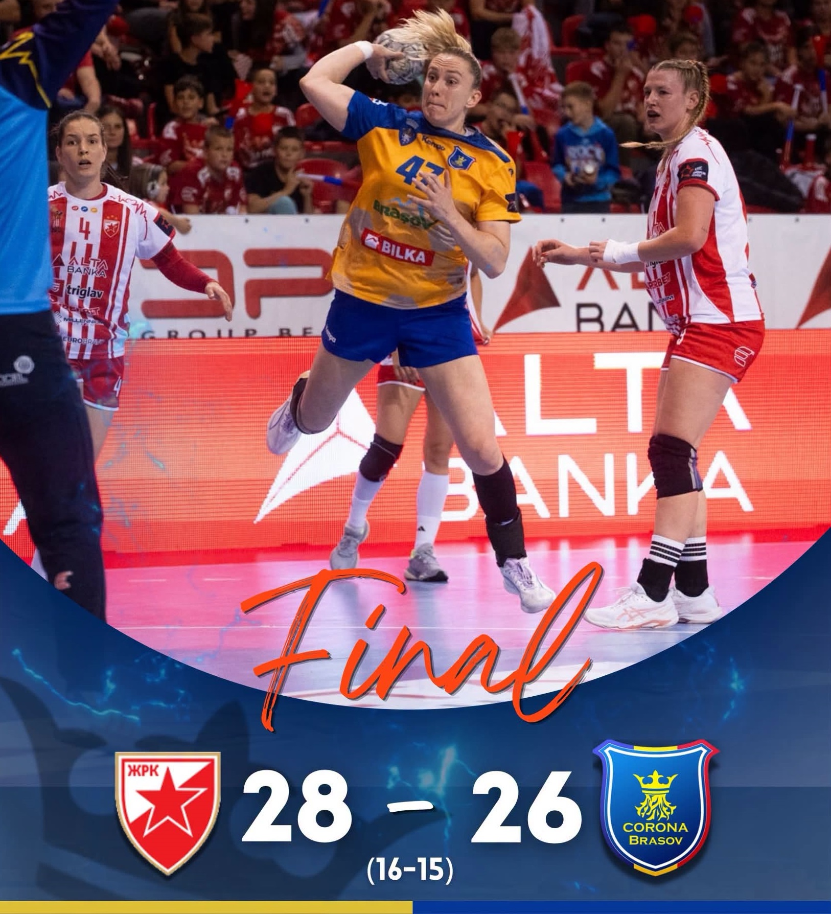 Corona Brașov s-a calificat în turul al treilea al European League, în ciuda înfrângerii cu Steaua Roșie Belgrad
