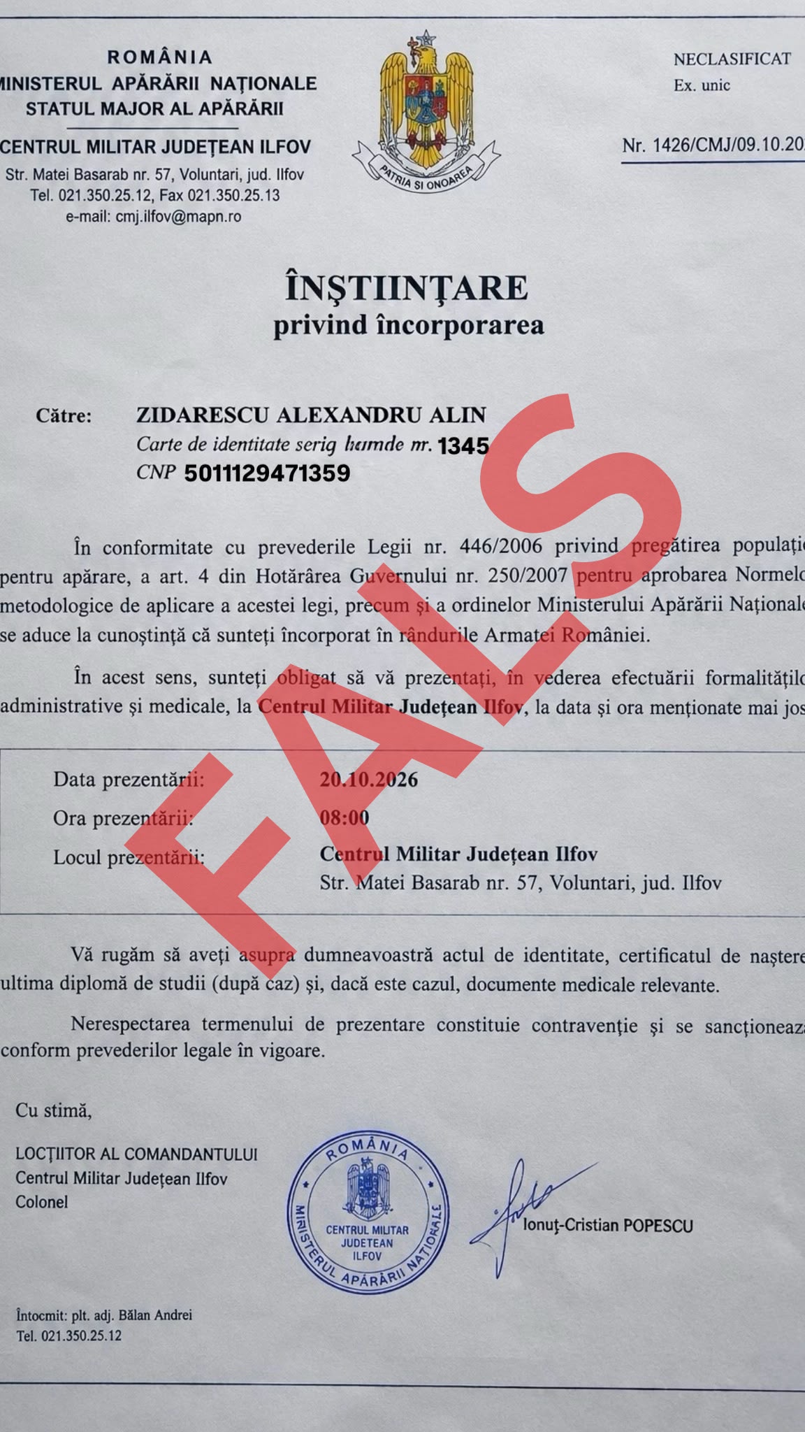 Document fals MApN