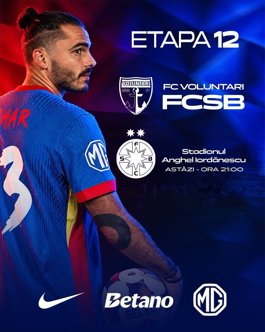 FC Voluntari – FCSB, în runda a 12-a din Superligă, ora 21.00. Echipele probabile și detaliile partidei