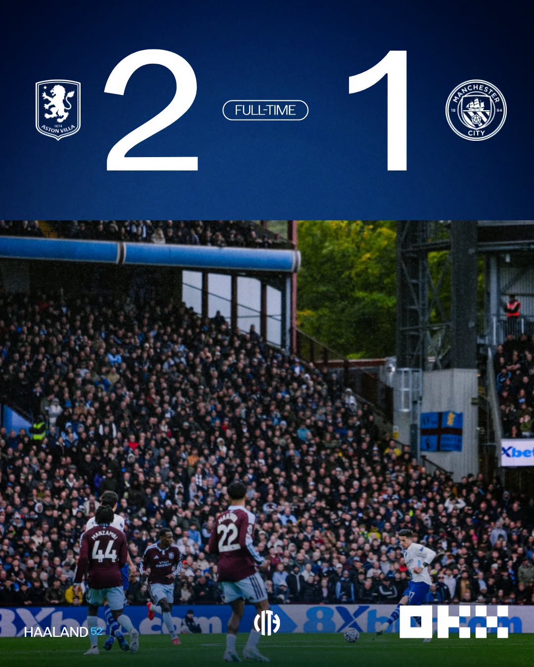 Prima înfrângere din acest sezon pentru Manchester City, scor 1-2 cu Aston Villa