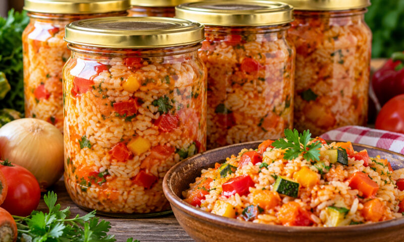 Pilaf cu legume la borcan, o rețetă gustoasă pentru iarnă. Cum îl prepari pentru a-l avea la îndemână în zilele aglomerate