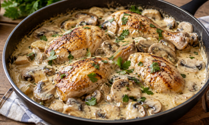 Pulpe de pui cu ciuperci și smântână, o alegere inspirată pentru masa de duminică. Secretul unui sos delicios