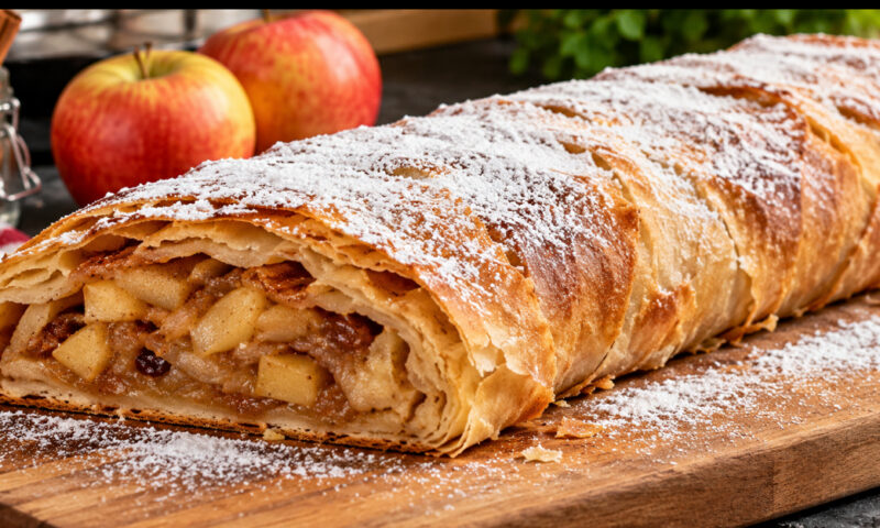 Ștrudel cu mere și scorțișoară. Cum faci acasă un aluat subțire și crocant, ca la patiserie