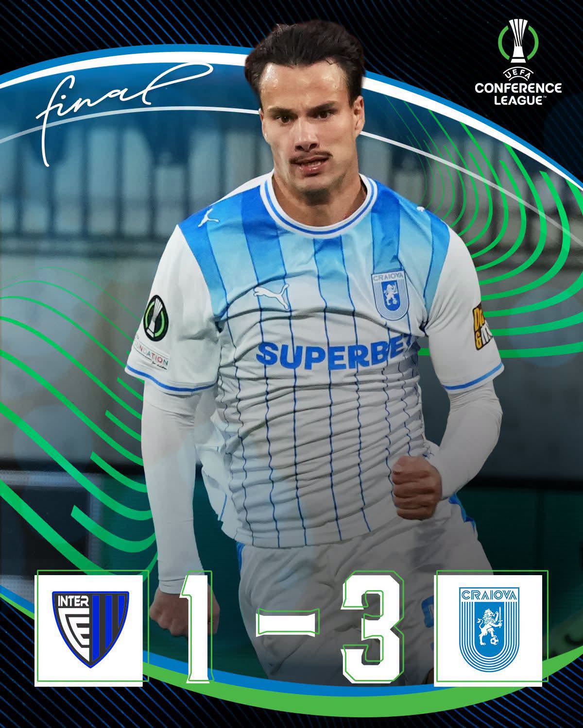 Inter Escaldes - Universitatea Craiova, 1-3. Victorie pragmatică pentru olteni, după un început furibund de partidă
