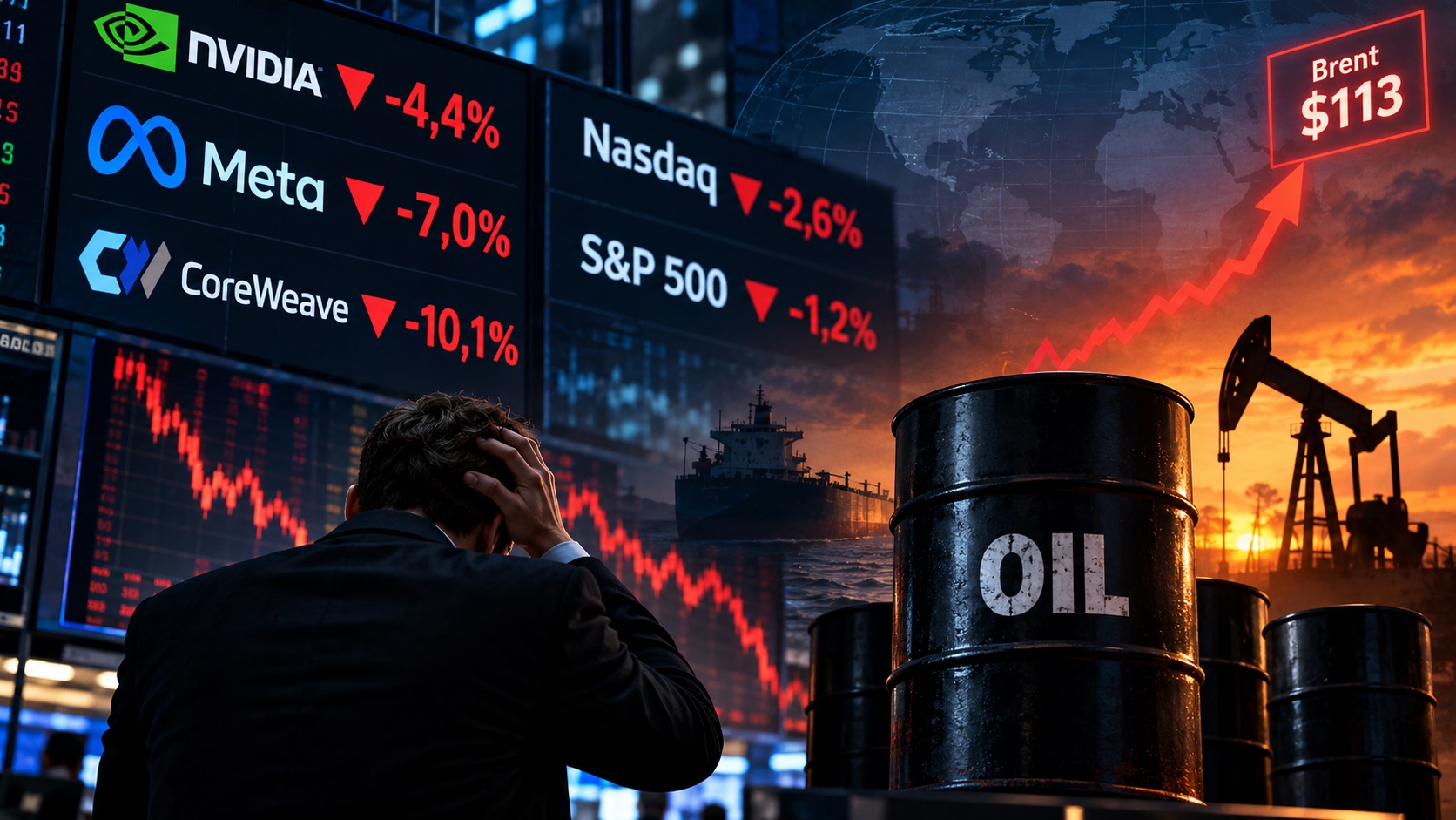 Bursele scad pe fondul temerilor legate de AI. Petrolul trece de 113 dolari