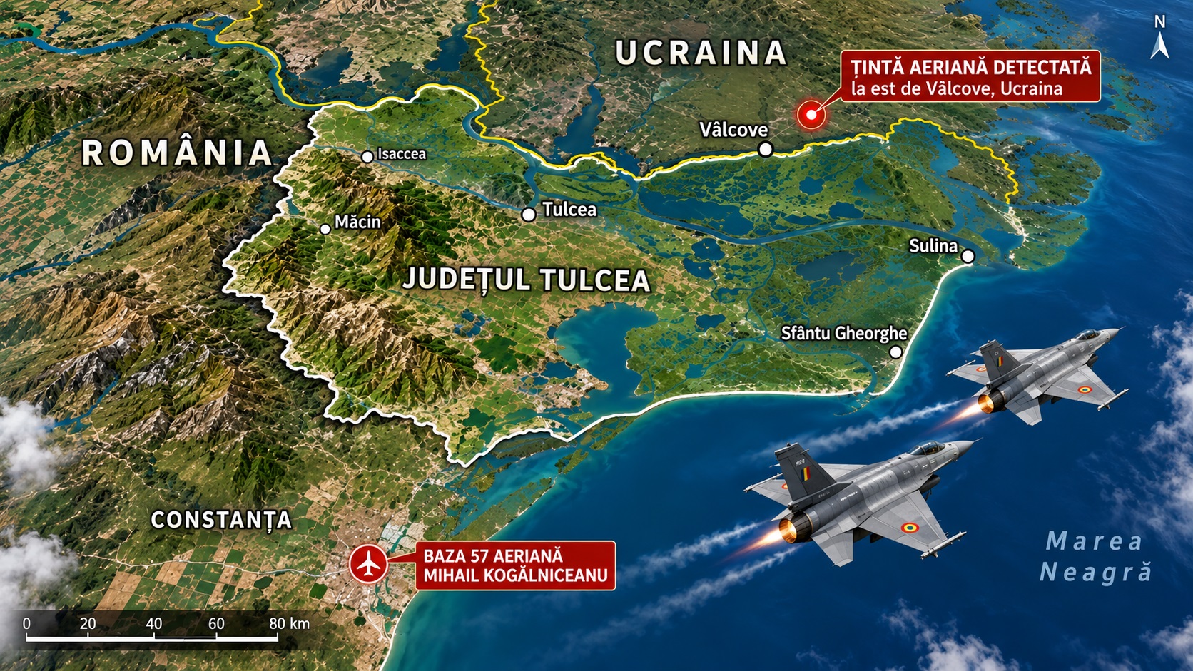 Alertă aeriană în nordul județului Tulcea. Două F-18 spaniole au fost ridicate de la Mihail Kogălniceanu