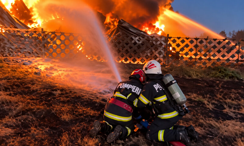 Incendiu la o hală din Sutești. Autoritățile au emis două alerte pentru locuitorii din zonă