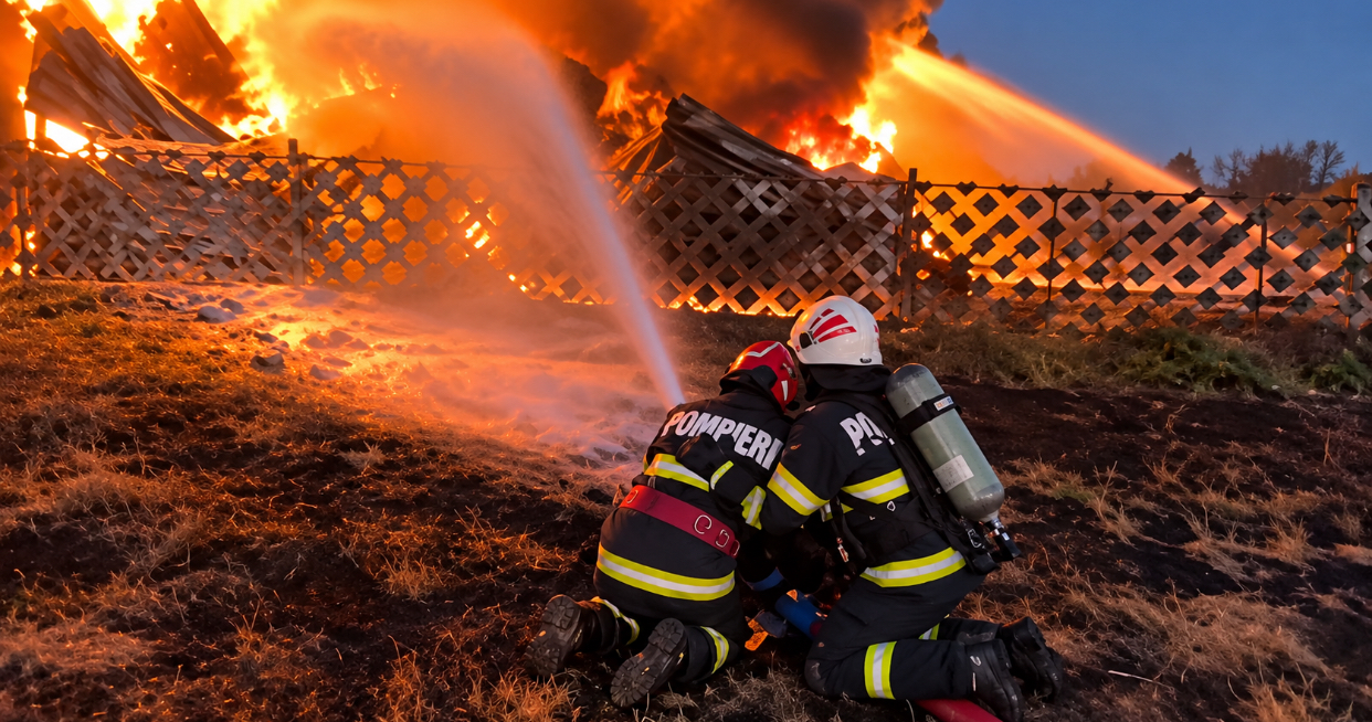 Incendiu la o hală din Sutești. Autoritățile au emis două alerte pentru locuitorii din zonă