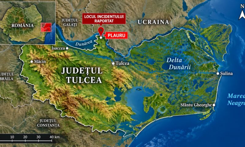 Posibilă dronă, căzută la Plauru, Tulcea. MApN: Nu a fost detectată nicio intrare în spațiul aerian