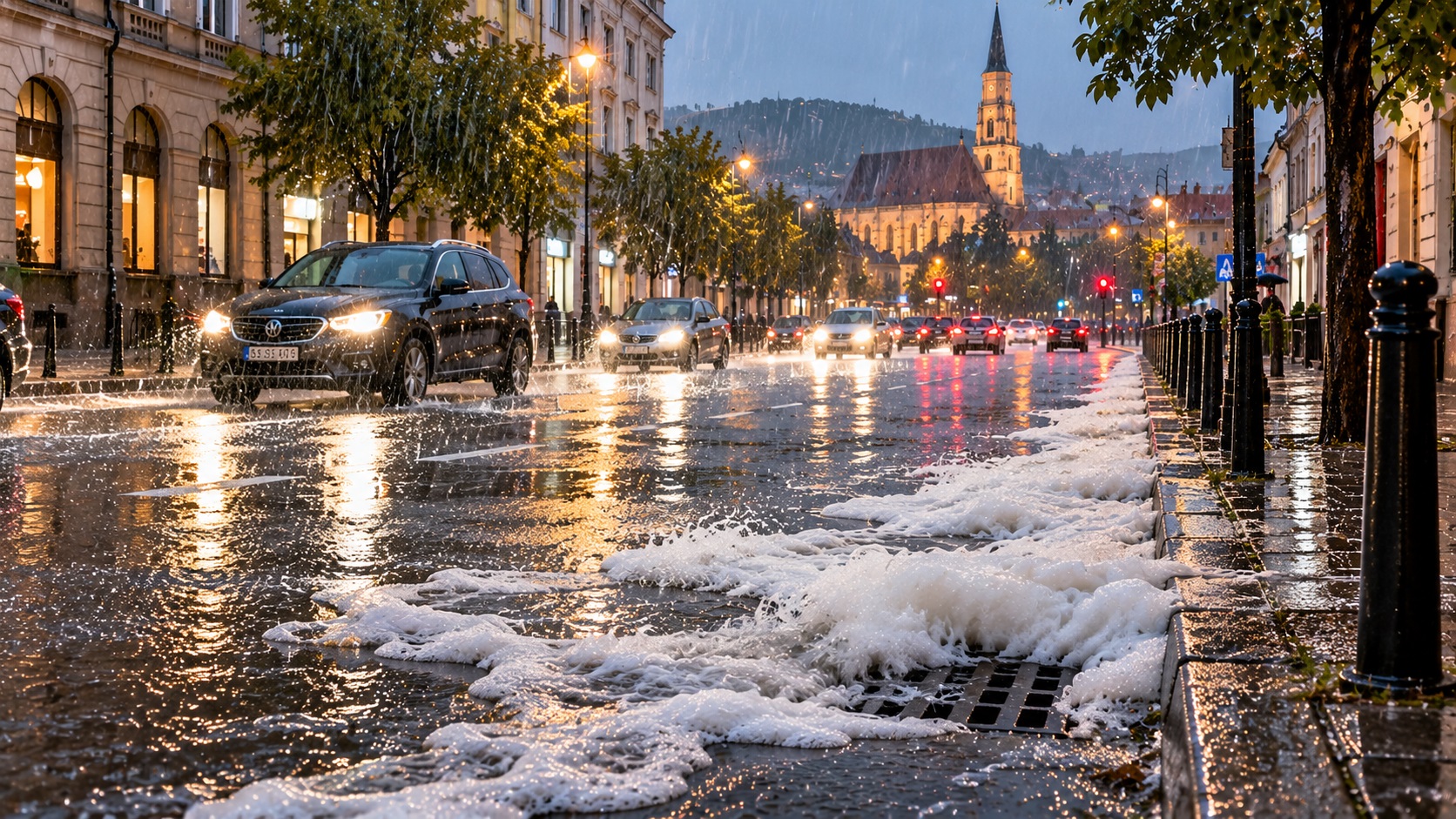 O ploaie scurtă a provocat probleme pe o stradă din Cluj. Localnicii au observat un fenomen neobișnuit