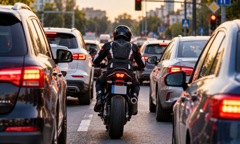 Lege nouă pentru motocicliști. Vor putea trece printre mașini la semafor